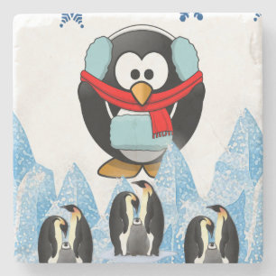Pinguïn Marmer Stenen Onderzetter Kerstmis
