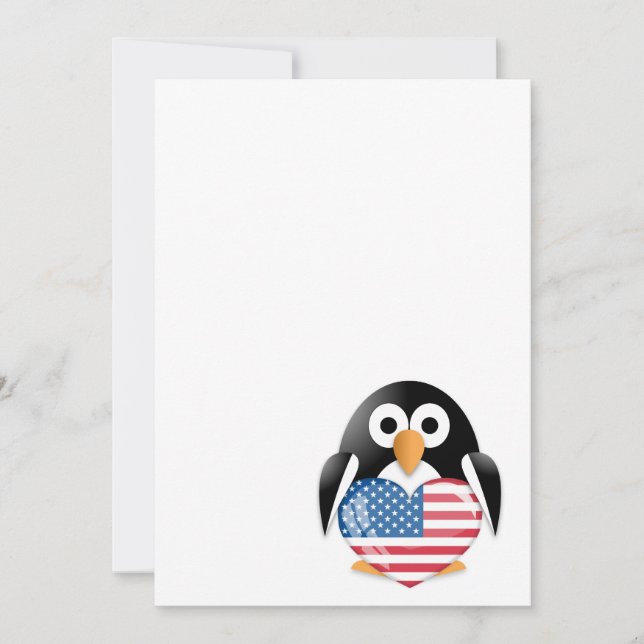 Pinguïn met Amerikaanse vlag (Voorkant)