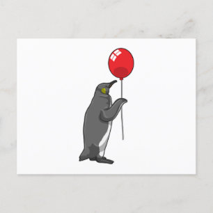 Pinguïn met ballon briefkaart