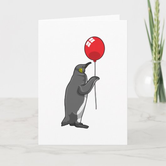 Pinguïn met ballon kaart (Voorkant)