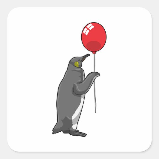 Pinguïn met ballon vierkante sticker (Voorkant)