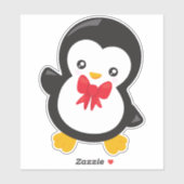 Pinguïn met boog Stropdas, Schattigee pinguïn, kle Sticker (Vel)