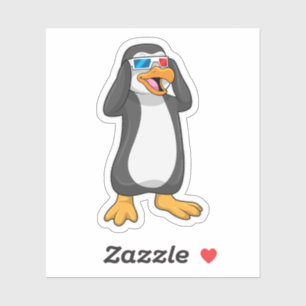 Pinguïn met bril sticker