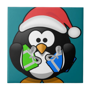 Pinguïn met cadeaus tegeltje