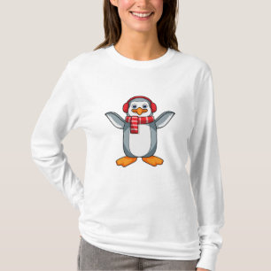 Pinguïn met carf en hoofdtelefoon t-shirt