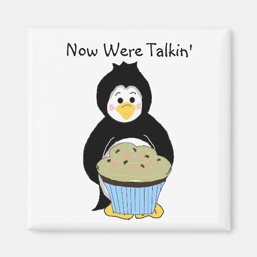 Pinguïn met Cupcake Magneet (Voorkant)