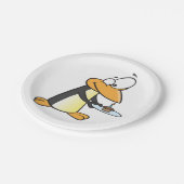 Pinguïn met een cupcake Bord van fijn dierlijk pap (Gekanteld)