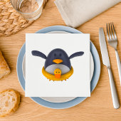 Pinguïn met een rubber dok papier servetten