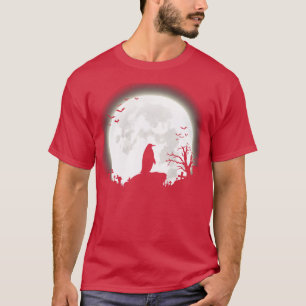 Pinguïn met grote maan halloween achtergrond t-shirt