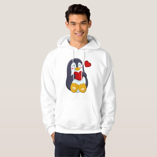 Pinguïn met hart hoodie (Voorkant volledig)