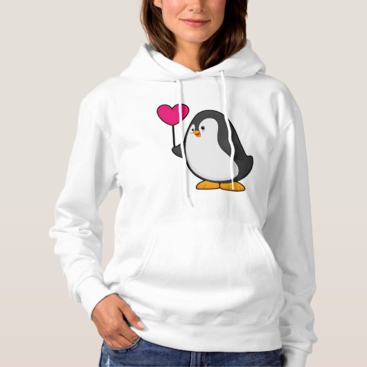 Pinguïn met hartballon hoodie (Voorkant)