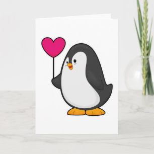 Pinguïn met hartballon kaart
