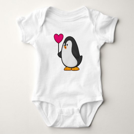 Pinguïn met hartballon romper (Voorkant)