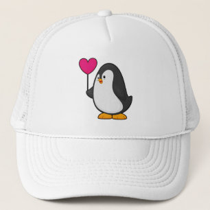 Pinguïn met hartballon trucker pet
