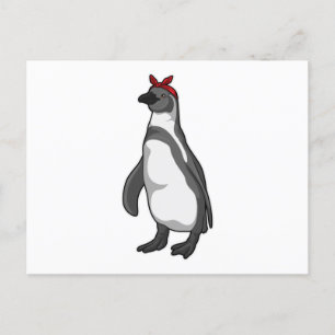 Pinguïn met hoofddoek briefkaart