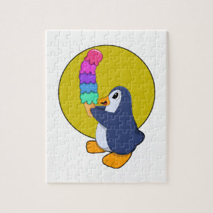 Pinguïn met ijs legpuzzel