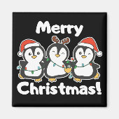 Pinguïn met kerstbeesten Cute Penguins Magnet Magneet (Voorkant)
