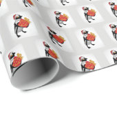 Pinguïn met kersthoed en cadeau cadeaupapier (Rol Hoek)