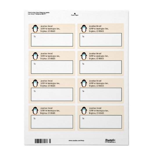 Pinguïn met kerstlabel met masker etiket (Full Sheet)