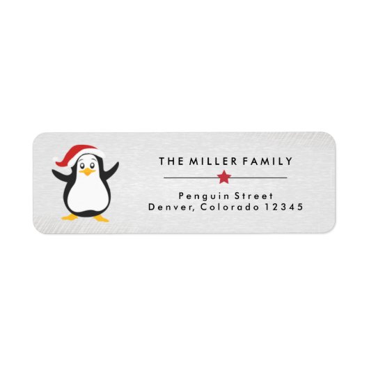 Pinguïn met kerstPet-feestdag-Adresetiketten Etiket (Voorkant)