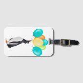 Pinguïn met kleurrijke ballonnen bagagelabel (Voorkant (horizontaal))