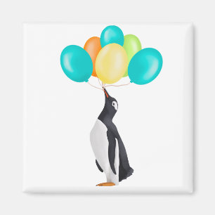 Pinguïn met kleurrijke ballonnen magneet