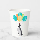 Pinguïn met kleurrijke ballonnen papieren bekers (Voorkant)
