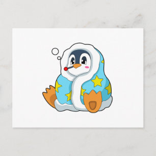 Pinguïn met klinische thermometer briefkaart