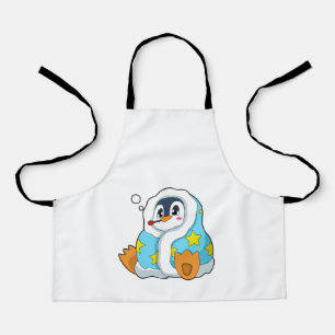 Pinguïn met klinische thermometer schort