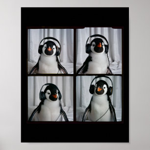 Pinguïn Met Koptelefoon Autisme Sensorische Dieren Poster