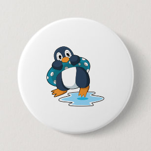 Pinguïn met Lifebuoy Ronde Button 7,6 Cm
