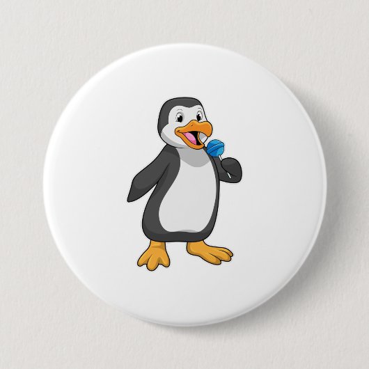 Pinguïn met Lollipop Sweets Ronde Button 7,6 Cm (Voorkant)