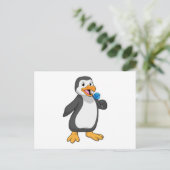 Pinguïn met lolly snoepjes briefkaart (Staand voorkant)