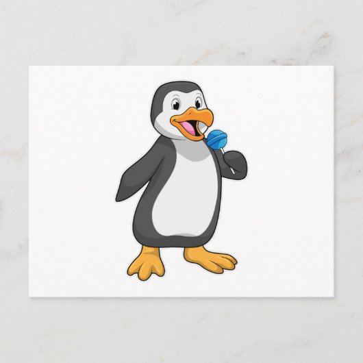 Pinguïn met lolly snoepjes briefkaart (Voorkant)