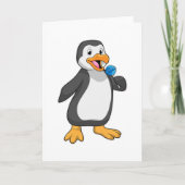 Pinguïn met lolly snoepjes kaart (Voorkant)