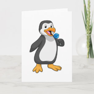 Pinguïn met lolly snoepjes kaart