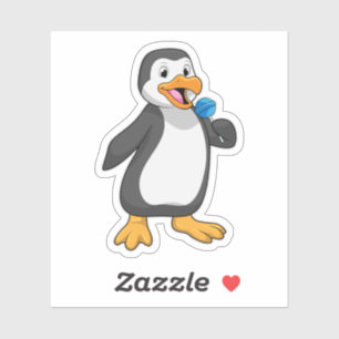 Pinguïn met lolly snoepjes sticker