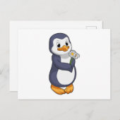 Pinguïn met madeliefje briefkaart (Voorkant / Achterkant)
