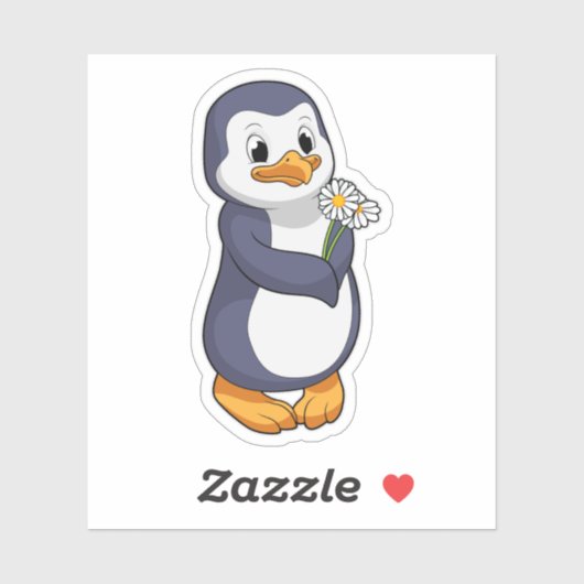 Pinguïn met Madeliefje Sticker (Vel)