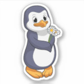 Pinguïn met Madeliefje Sticker (Voorkant)