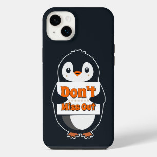 Pinguïn met 'Mis het niet' bord