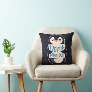 Pinguïn met Motiverend Bord - Mis het Niet Kussen