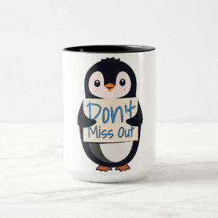 Pinguïn met Motiverend Bord - Mis het Niet Mok