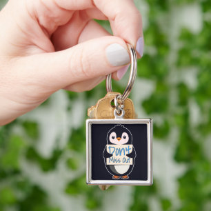 Pinguïn met Motiverend Bord - Mis het Niet Sleutelhanger