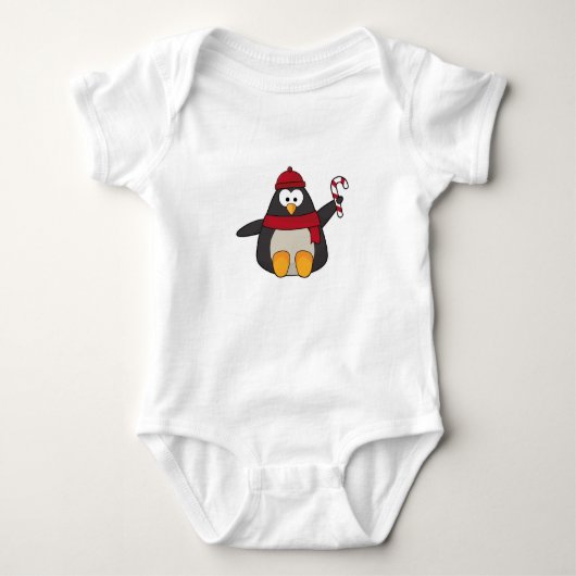 Pinguïn met Pet en scarf Romper (Voorkant)