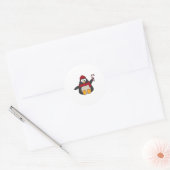 Pinguïn met Pet en scarf Ronde Sticker (Envelop)