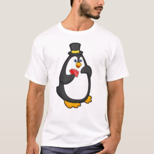 Pinguïn met Pet in Poker met Poker-kaarten T-shirt