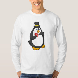 Pinguïn met Pet in Poker met Poker-kaarten T-shirt