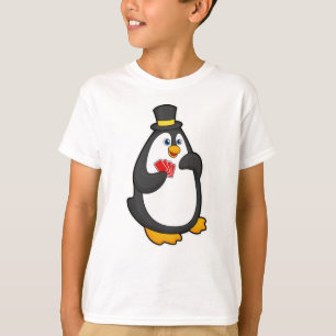 Pinguïn met Pet in Poker met Poker-kaarten T-shirt