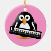 Pinguïn met piano keramisch ornament (Achterkant)